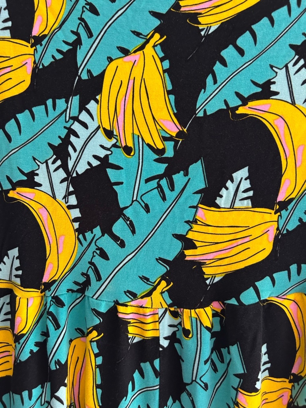 Ava Sky Banana Print Romper - Teal & Yellow